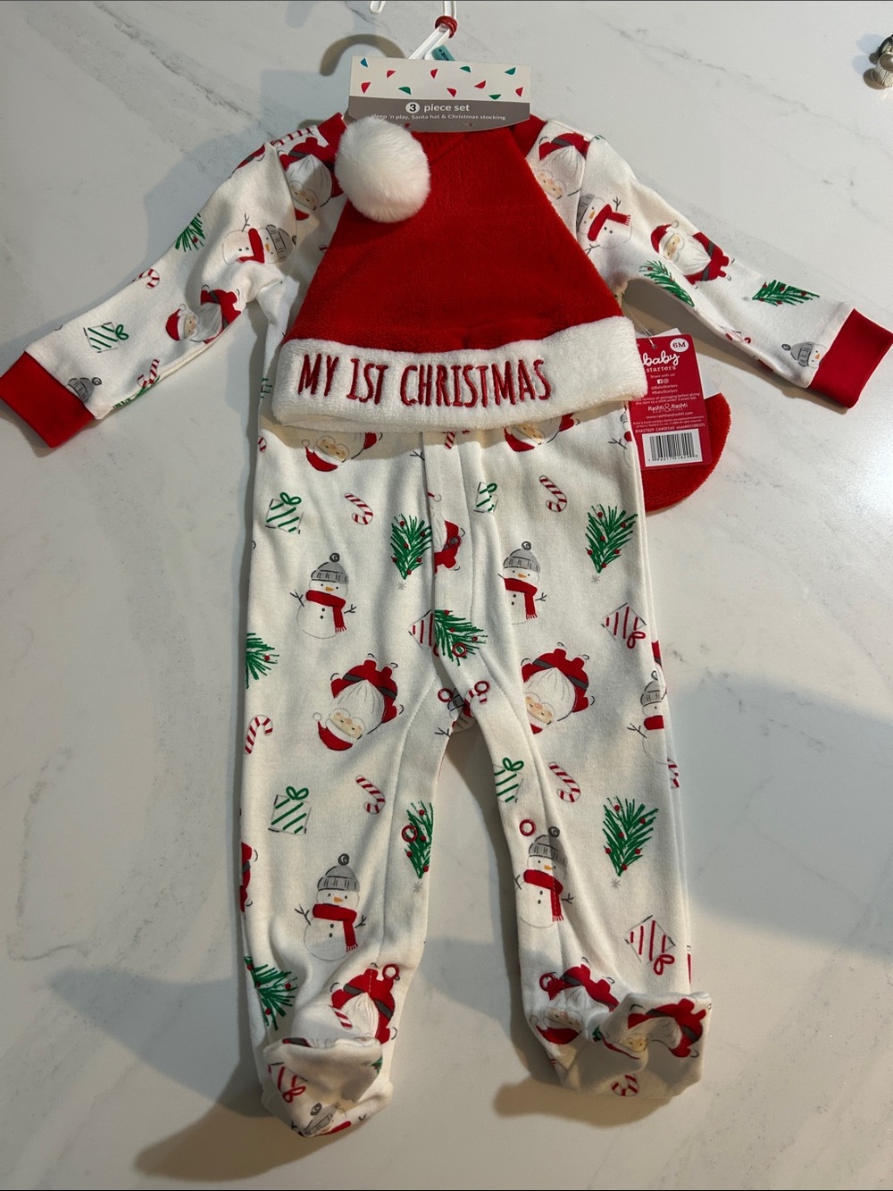 Baby Starters Red & White ‘My 1st Christmas’ Holiday Pajama Set